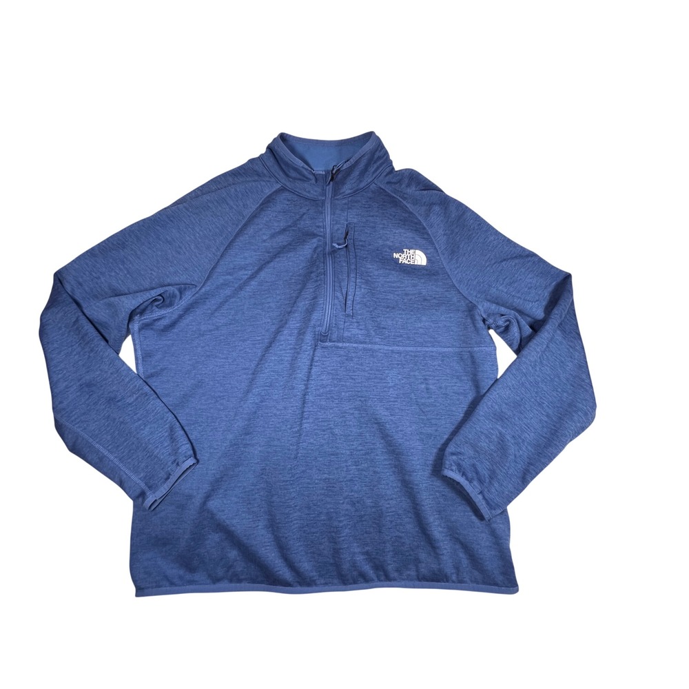 The North Face Pullover Mens XL Blue 1/4 Zip Chest Pocket Heathered Activewear